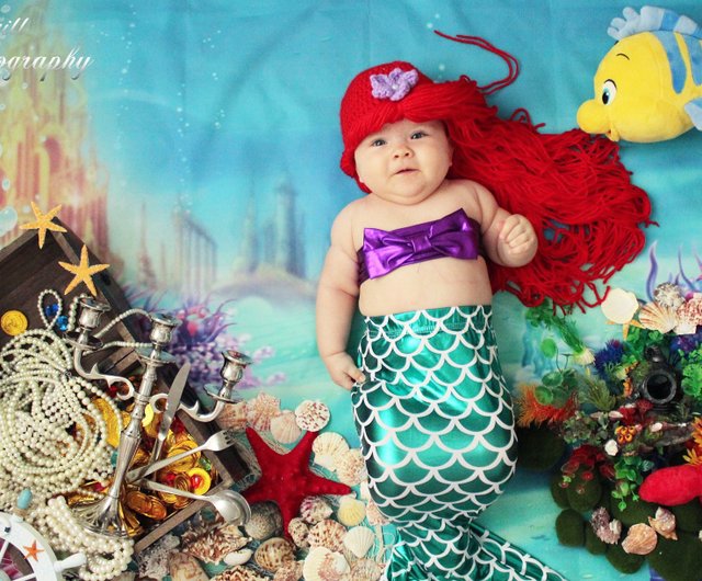 Crochet Princess Ariel Hat Crochet Halloween Mermaid Wig Sizes