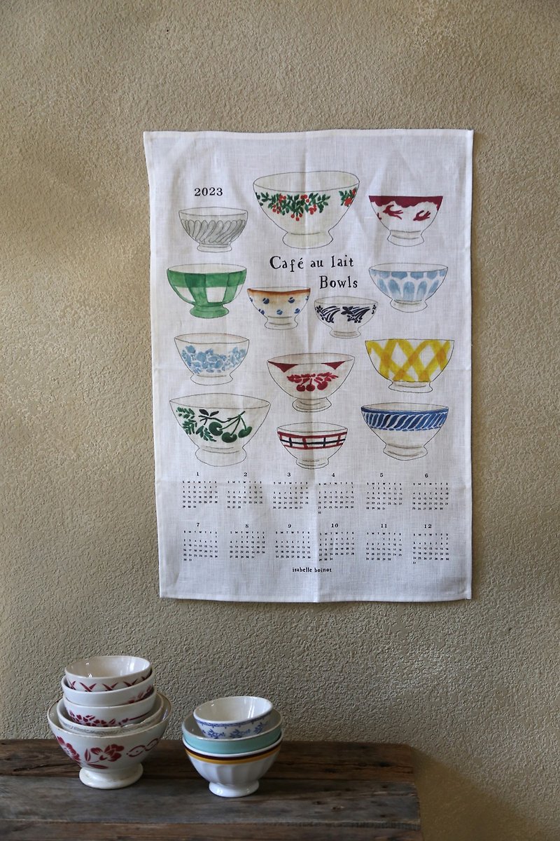 2023 Linen Calendar - Latte Bowl - Posters - Cotton & Hemp Red