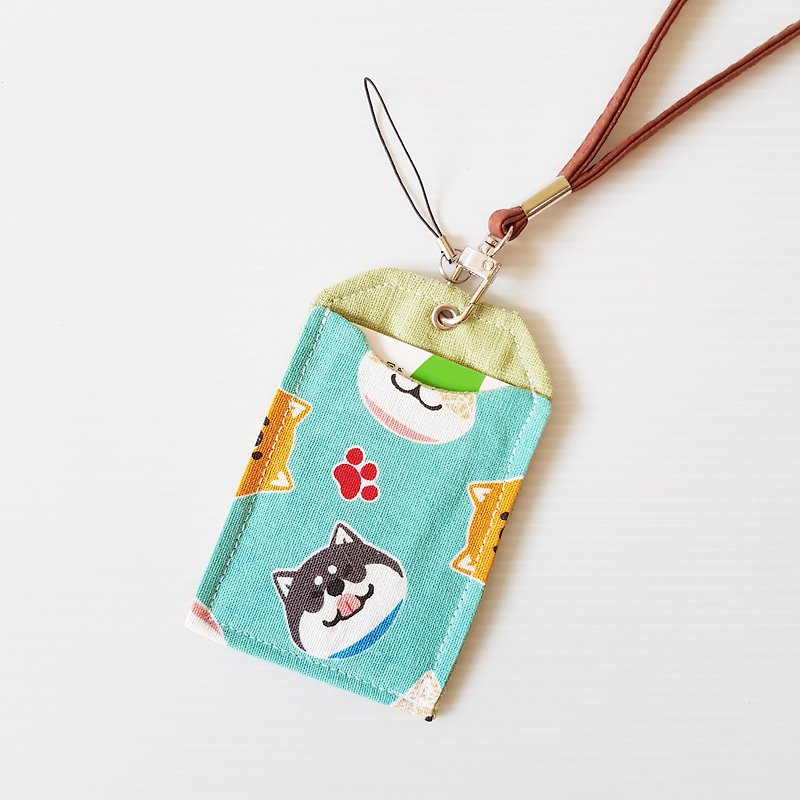 [Yu Chai cute-green & light green] Yushou shape card holder card holder ID set pendant graduation gift - ID & Badge Holders - Cotton & Hemp Green