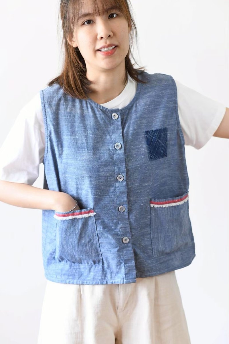 Light Linen Cotton Vest - 背心/無袖上衣 - 亞麻 