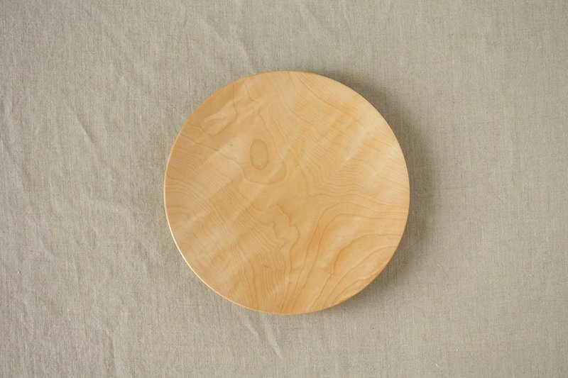 Of the potter's wheel ground wooden plate Tochigi 18cm 02 of the (land) - จานเล็ก - ไม้ สีกากี