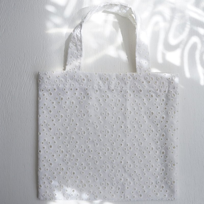 Ba-ba handmade mini shopping bag  No.RB72 - 手提包/手提袋 - 棉．麻 白色