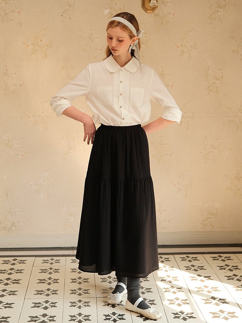 Mintcheese Ballet Girls' French Swing Heavenly Silk Cotton Layered Dress - Skirts - Silk Black