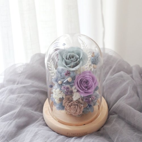 花譜FlowerScore 永生玫瑰玻璃夜燈 -藍紫色