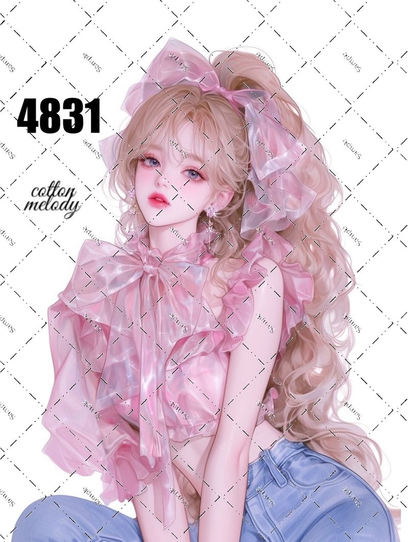 original sticker no.4831 人物ステッカー オリジナルステッカー オリジナル人物ステッカー 装飾ステッカー cotton melody - 貼紙 - 紙 