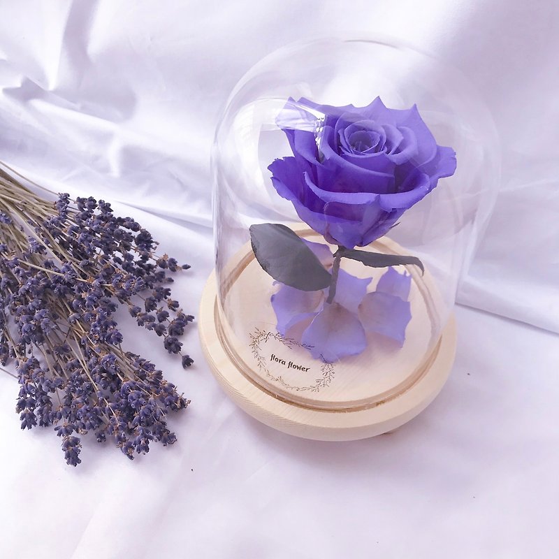 VIO-01 beauty and beast night light / blue purple roses / table decorated / Valentine's Day gift - ตกแต่งต้นไม้ - พืช/ดอกไม้ สีม่วง