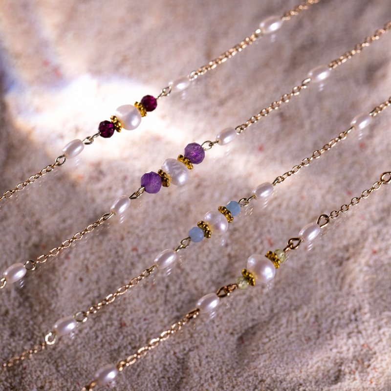 【Birthstone・January-April】Crystal Bracelet │ Lucky Charms・Gifts for Sisters・Girlfriend Accessories - Bracelets - Gemstone Multicolor