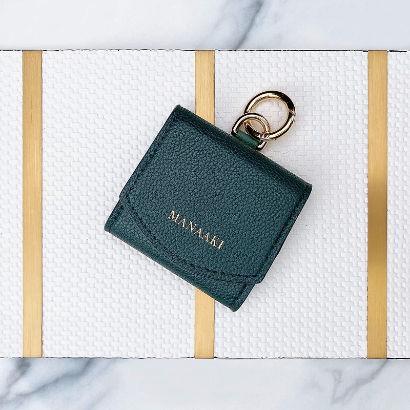 【MANAAKI】Half-moon coin purse small wallet wallet leather - ที่เก็บนามบัตร - วัสดุอีโค สีเขียว