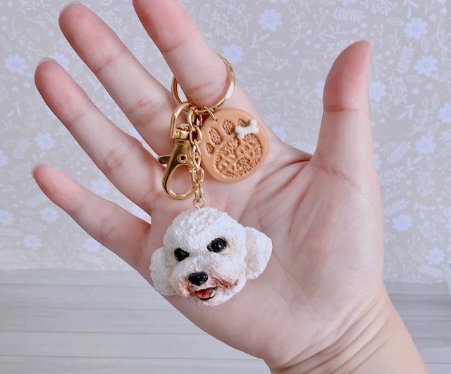 Bichon Keyring, 2024 Gold plated keychain, Key ring with a dog, Solid key pendant, Gift Box available