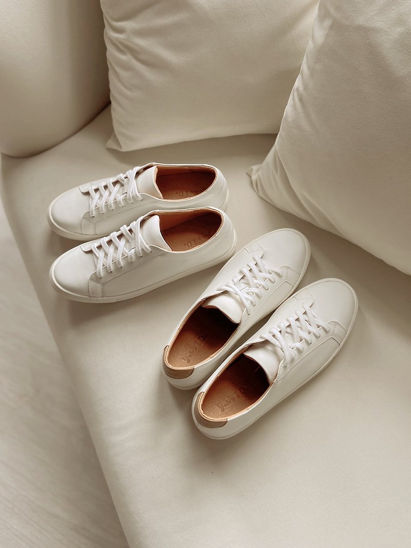 ciao ciao Taiwan handmade genuine leather white shoes-female version 2.0 - รองเท้าหนังผู้หญิง - หนังแท้ ขาว