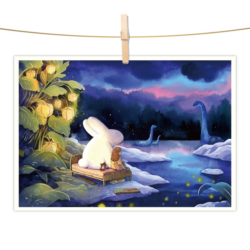 afu watercolor illustration postcard - Loch Ness dream - การ์ด/โปสการ์ด - กระดาษ 