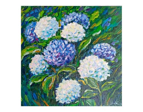 アジサイオリジナルアート花の油絵アートワーク花の壁アート