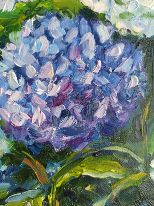 アジサイオリジナルアート花の油絵アートワーク花の壁アート