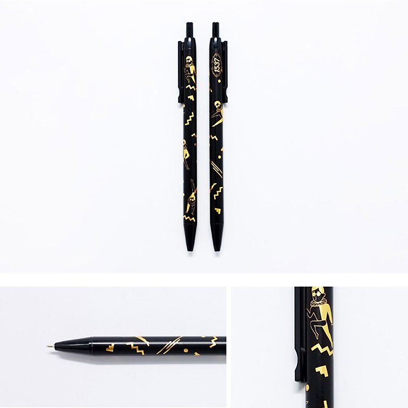 Boy girl black gold ball pen - อุปกรณ์เขียนอื่นๆ - พลาสติก สีดำ