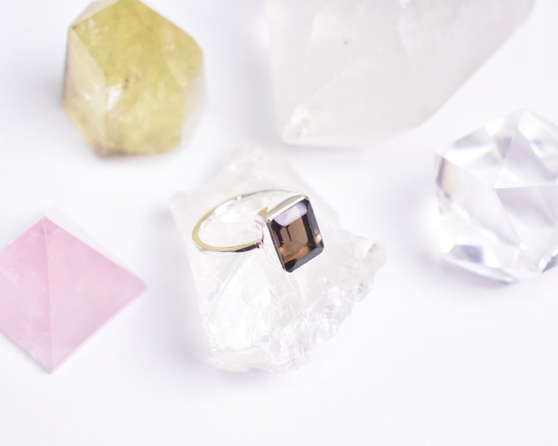 Smoky quartz silver 925 ring gemstone ring - General Rings - Gemstone Brown