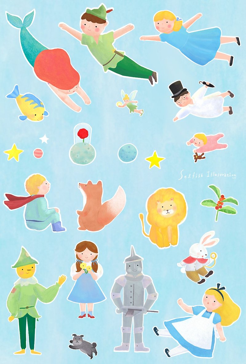 Selfish Illustration Original Illustration Fairy Tale Waterproof Mist Film Illustrated Sticker - Stickers - Paper Multicolor