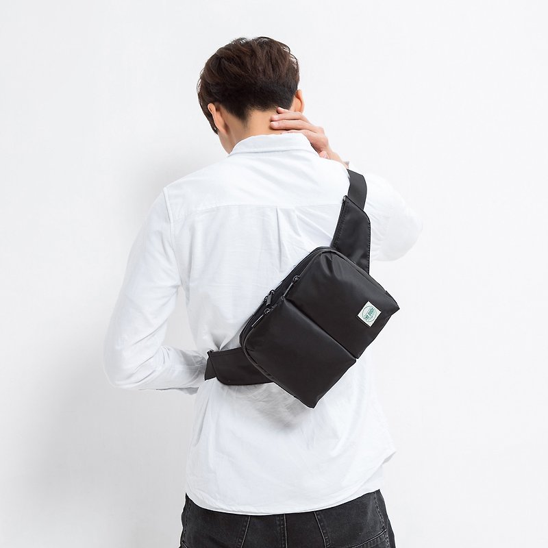 Men's Motorcycle Bag Backpack Purse Inclined Backpack Chest Dual Silence - Black - Messenger Bags & Sling Bags - Waterproof Material Black