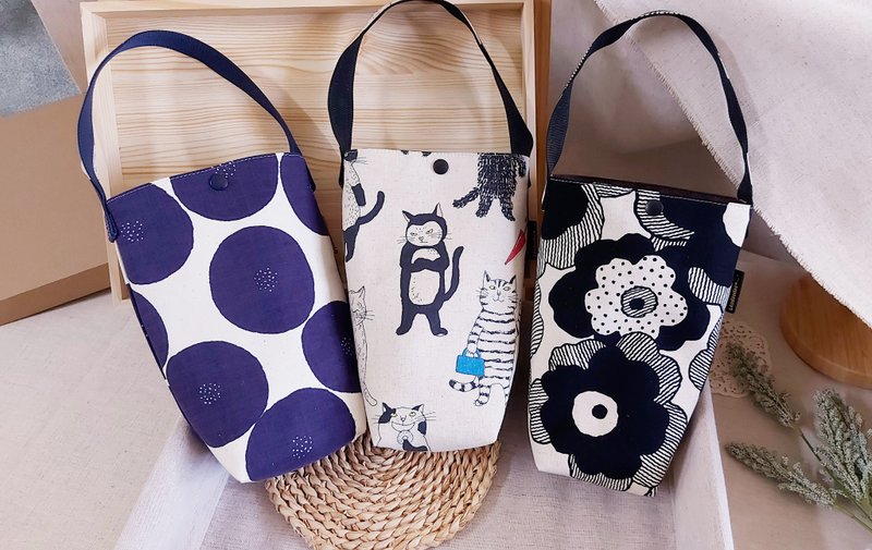 Japanese cloth handmade - waterproof drink bag - drink cup bag - ice dam cup bag - outing bag (inner waterproof) - ถุงใส่กระติกนำ้ - ผ้าฝ้าย/ผ้าลินิน หลากหลายสี