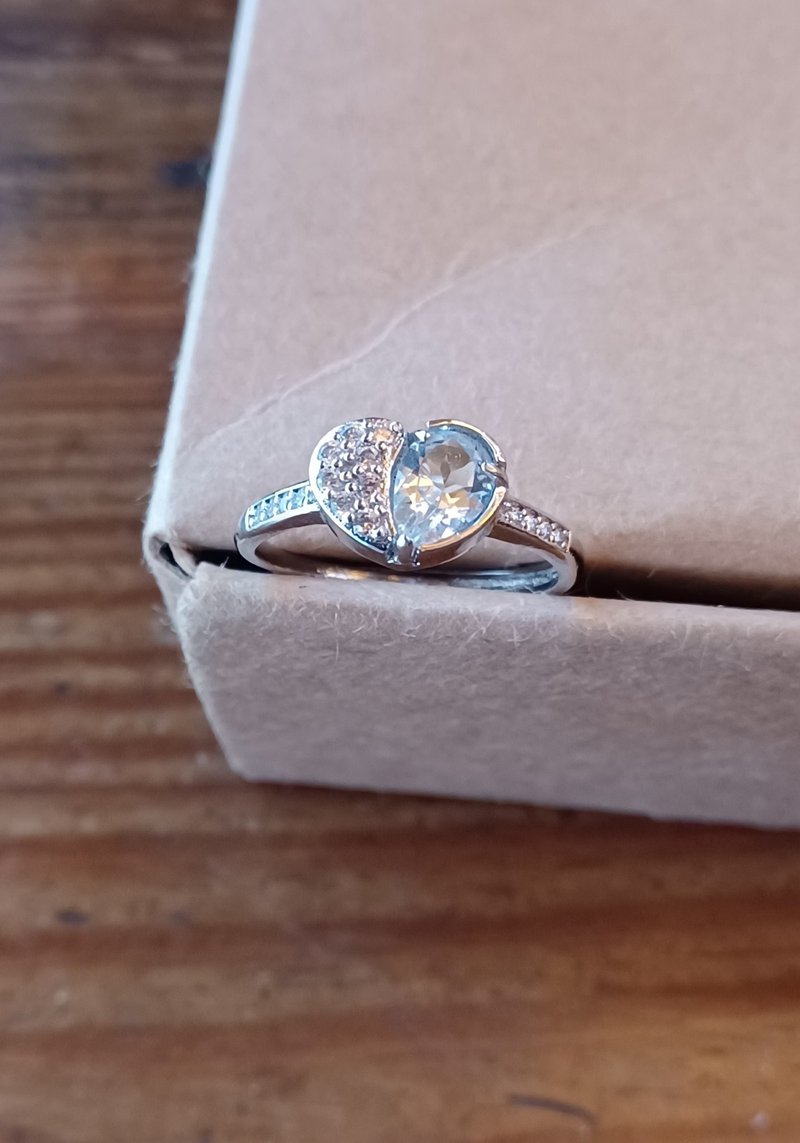 托柏石碎鑽心型戒指 - 戒指 - 寶石 