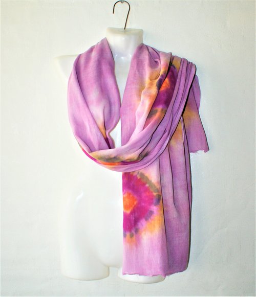 Enya Cotton scarf women Long hand-dyed scarf Large lilac original shawl Tie dye scarf