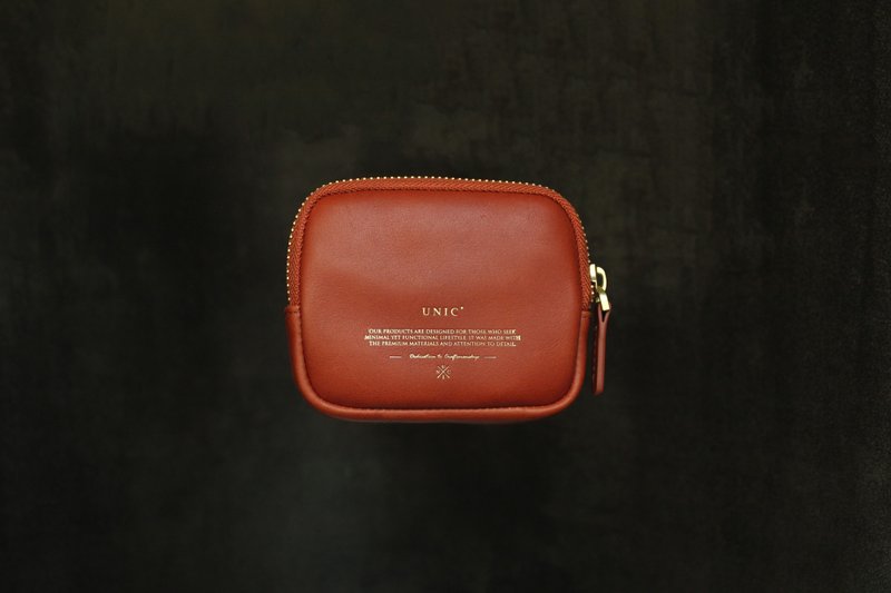 UNIC classic 3C storage bag / zipper coin purse / business card holder / portable cosmetic bag [can be customized] - กระเป๋าใส่เหรียญ - หนังแท้ สีนำ้ตาล