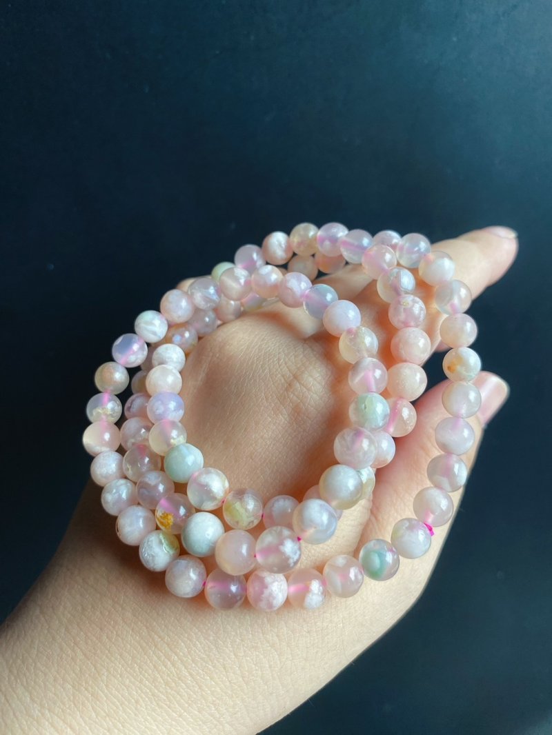 孤品 永恒的花 櫻花瑪瑙 多圈 果凍 水中花 手鍊 天然石 禮物 - 手鍊/手環 - 水晶 多色