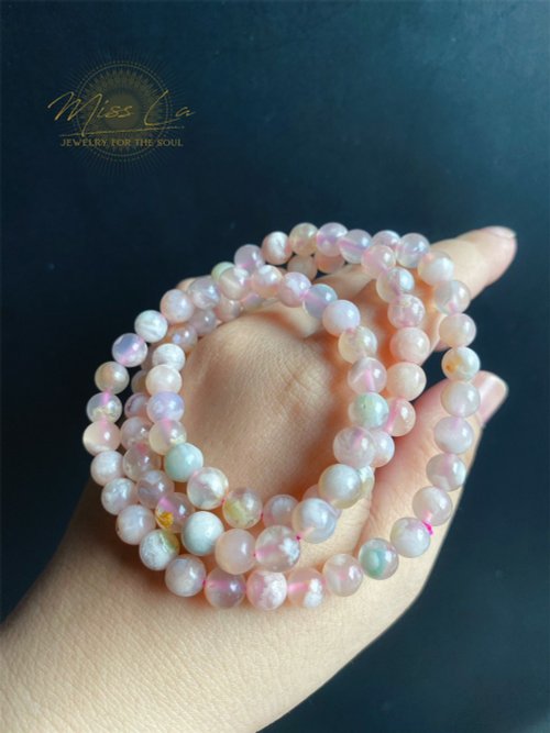 ❤桜(プロフ)さま❤2025年Bracelet❤ 永遠の花、桜瑪瑙のマルチサークルジェリーウォーターフラワー