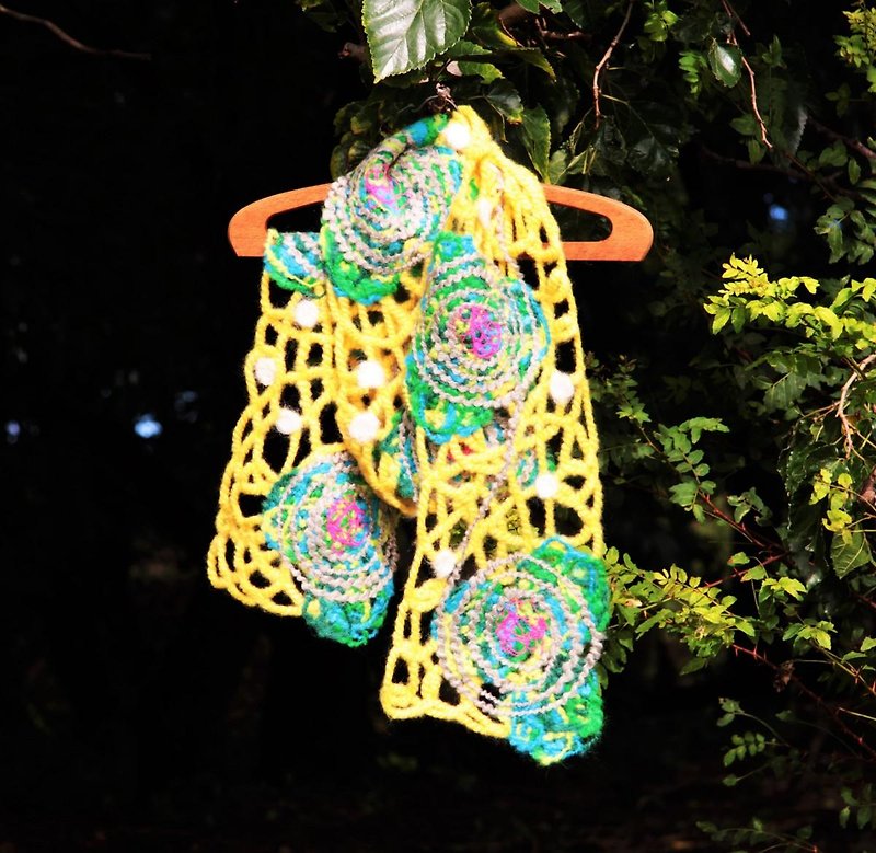 African Kiten Gustole - ผ้าพันคอ - ขนแกะ สีเหลือง