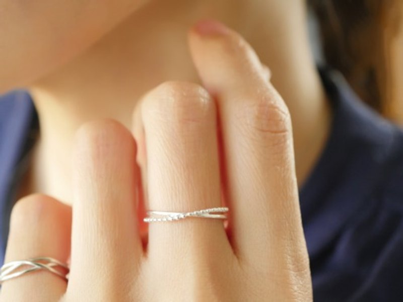 ○ Open ring & ear cuff ○ Silver 925 / Delicate cross ring - แหวนทั่วไป - โลหะ 