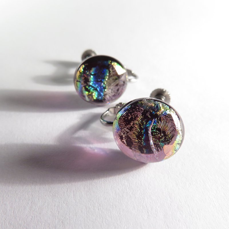 Kiln-fired jewelry glass/Amethyst (Stainless Steel Clip-On) - ต่างหู - แก้ว สีม่วง