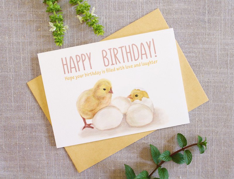 Birthday Card  Chick Greeting Card - การ์ด/โปสการ์ด - กระดาษ ขาว