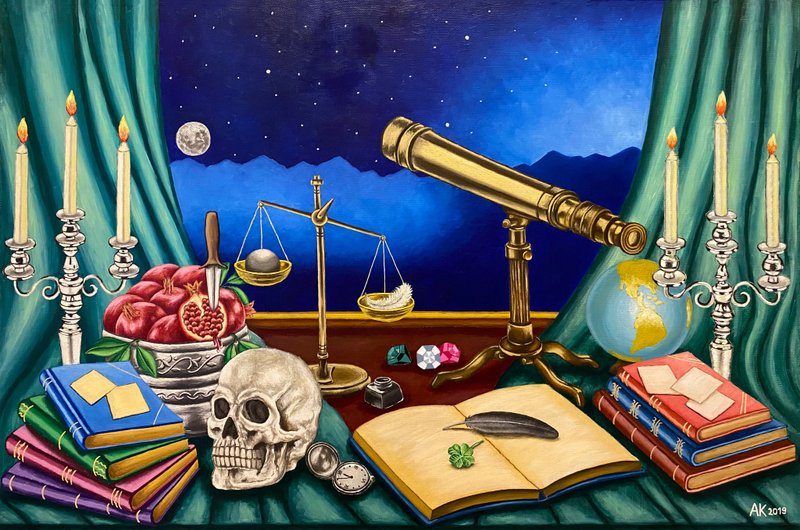 Eternity, original oil painting, oil on canvas, symbolism still-life, science - 壁貼/牆壁裝飾 - 其他材質 多色
