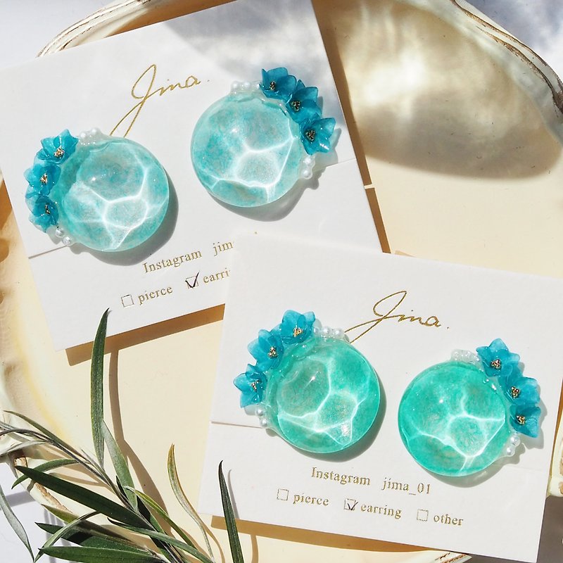 Mino Japanese paper forget-me-not earrings / Clip-On - Earrings & Clip-ons - Paper Blue