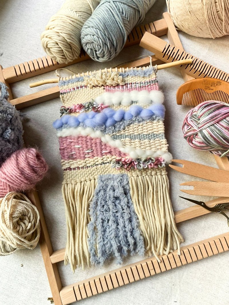 [Online] Basics | Handmade woven large hanging picture including log weaving board and tools and materials teaching video - Knitting / Felted Wool / Cloth - Cotton & Hemp 