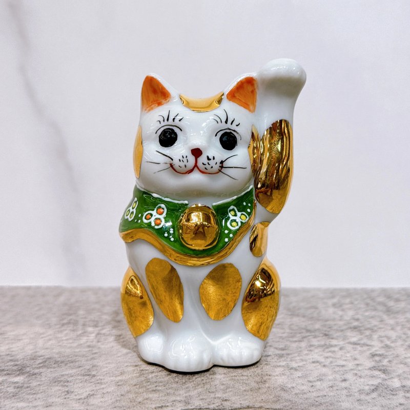 【金翠招福】日本九谷燒招財貓 | 金盛2.8號 - 擺飾/家飾品 - 瓷 白色