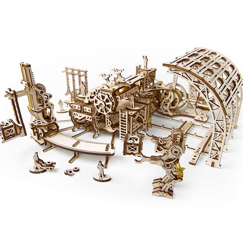 /Ugears/ Ukrainian wooden model machinery town-Robot factory - Gadgets - Wood 