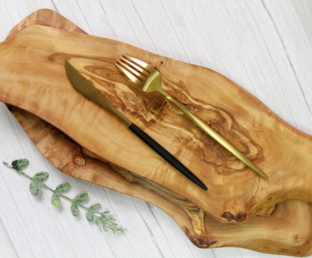 British Naturally Med olive wood irregular handle solid wood small chopping  board/dining board/display board - Shop sussliving Cookware - Pinkoi