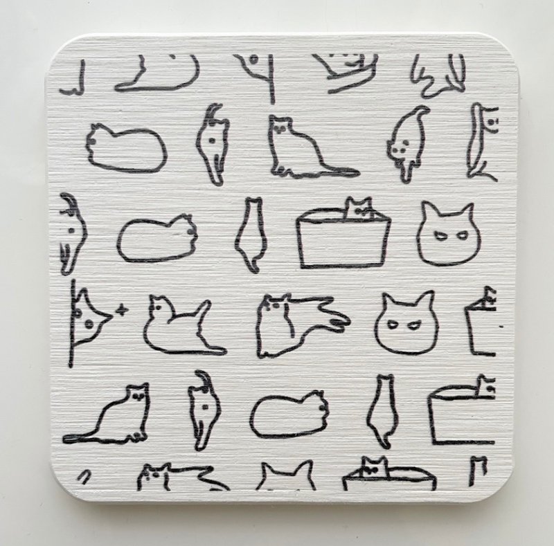 a_good_bb full version cat square diatomaceous earth absorbent coaster - Coasters - Other Materials White