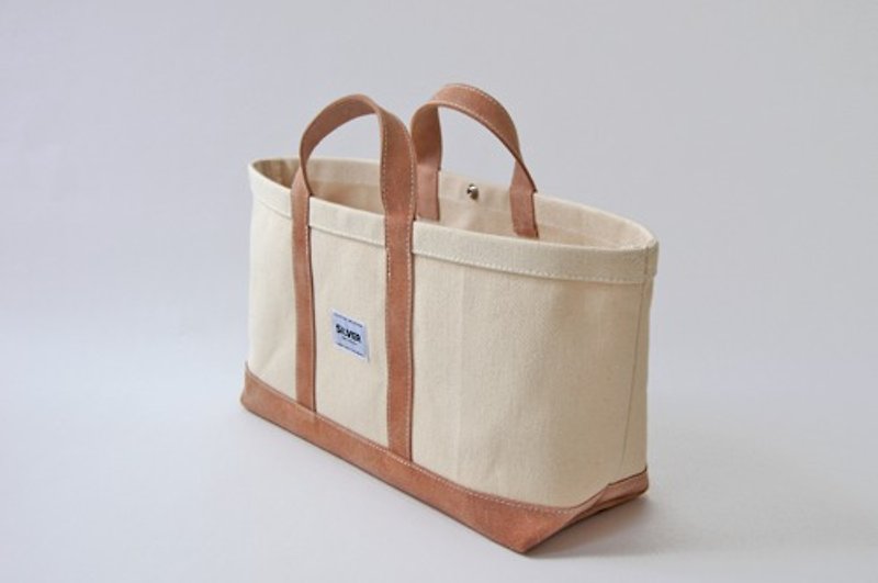 Tote bag E-DAY --size H-LO --SPLIT LEATHER - กระเป๋าถือ - ผ้าฝ้าย/ผ้าลินิน ขาว