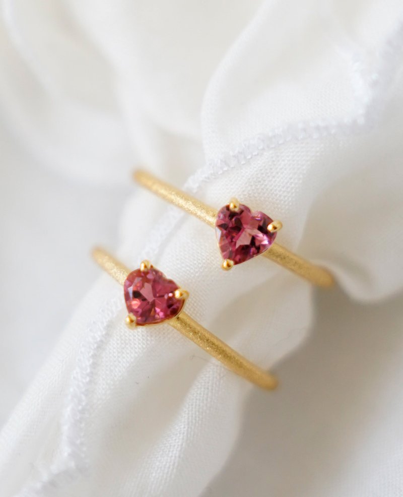 Heart ring Pink Tourmaline - General Rings - Other Metals Gold