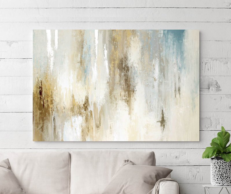 Blue Gray Beige Abstract | Bedroom Paintings Warm Colors | Instant - 壁貼/牆壁裝飾 - 棉．麻 咖啡色