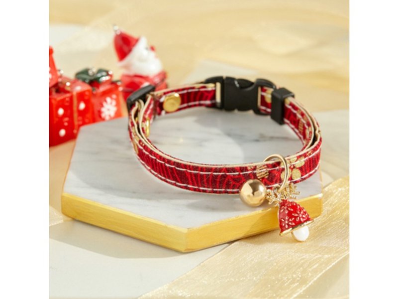 [iC Original] Handmade cat and dog silent collar Christmas mushroom - Collars & Leashes - Other Materials 