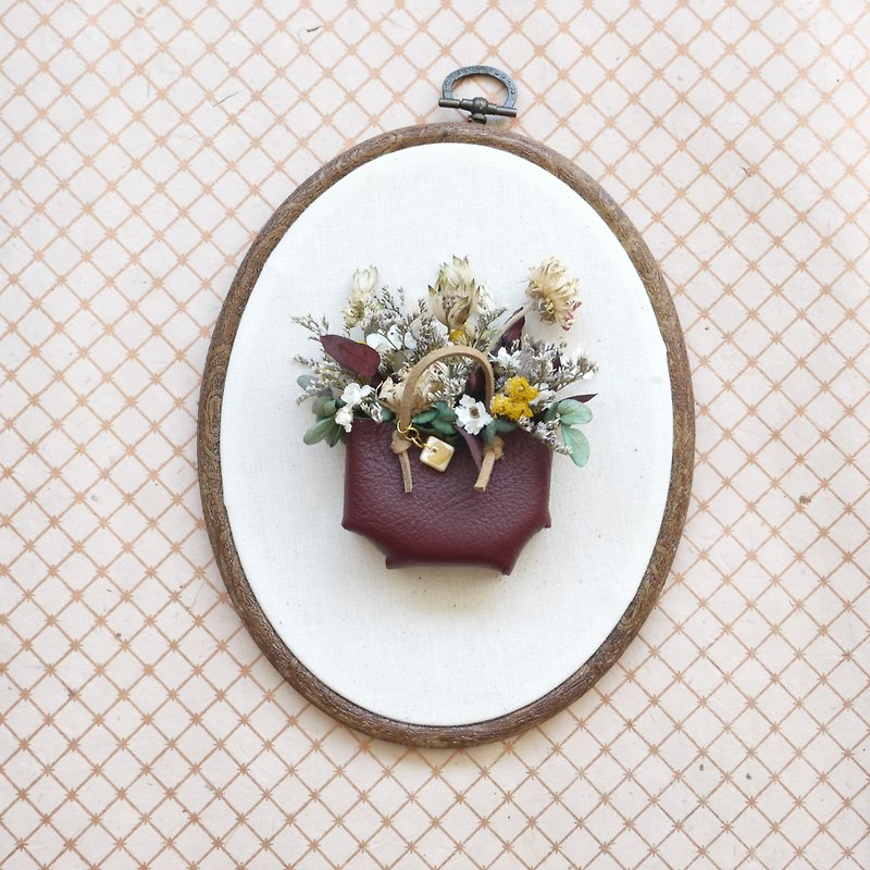 Flower embroidery frame / leather bag shape - Dried Flowers & Bouquets - Plants & Flowers 