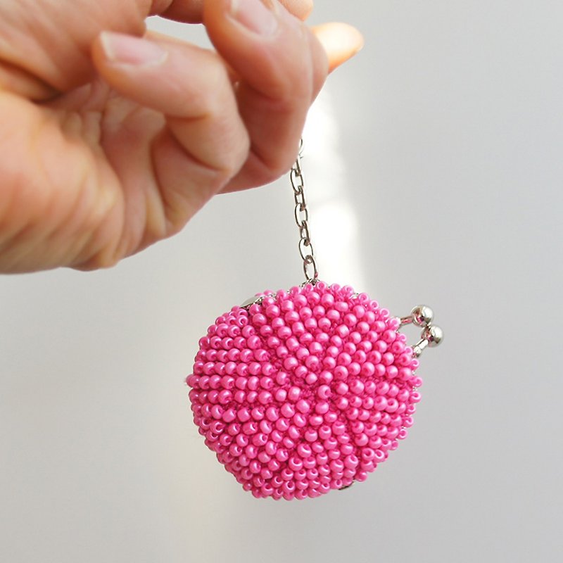 Ba-ba handmade Beads crochet mini-coinpurse No.814 - Coin Purses - Other Materials Pink