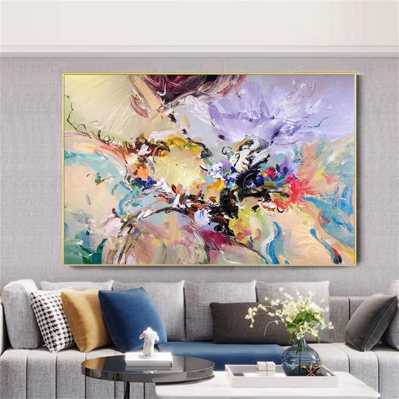 Handmade Abstract Oil Painting Canvas Wall Art Picture for Living Room Decor - Posters - Linen 