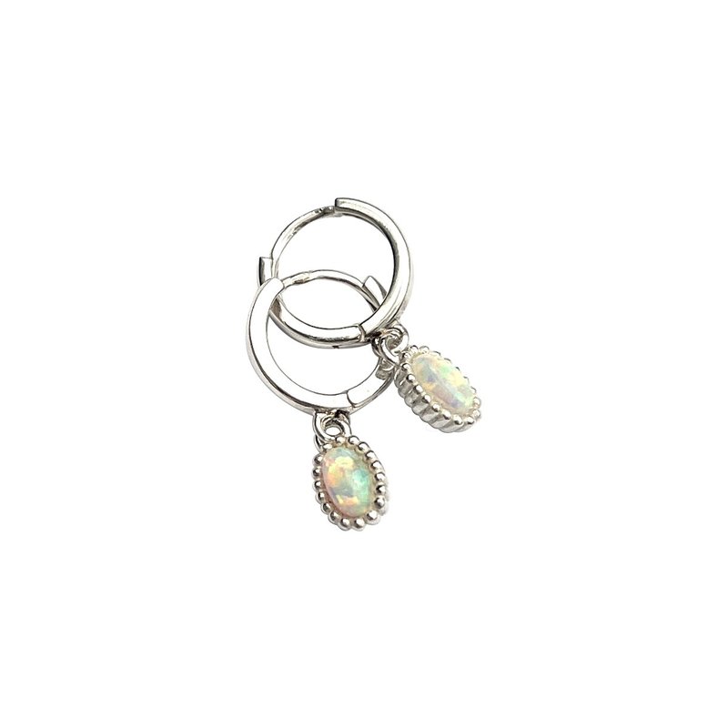 Opal earring - ต่างหู - เงินแท้ สีเงิน