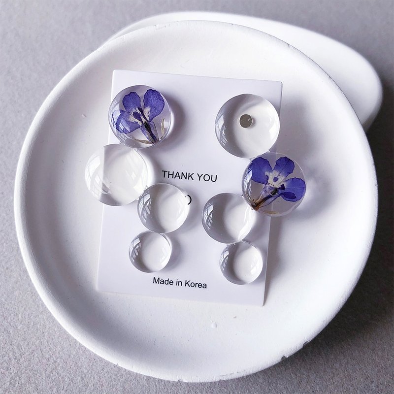 【茜作 / Xi Zuo 】 Handmade customized dry flower earrings, earrings, and ear clips - Earrings & Clip-ons - Plants & Flowers Transparent