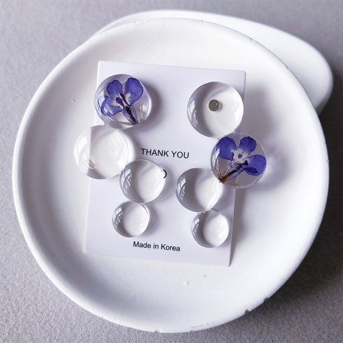 茜作 【茜作】乾燥花手工定製耳環 耳針 耳夾 耳釘 耳墜 琉璃凍感設計