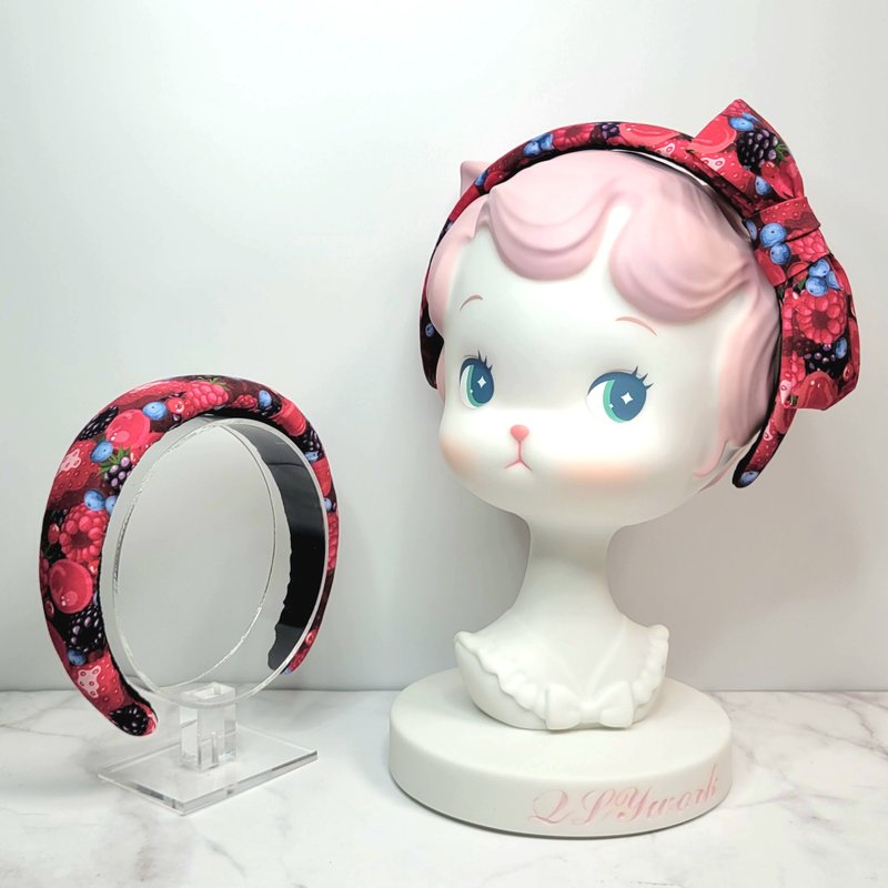 Mother and Daughter Style Two Styles of Thick Berry Hairbands in the Same Color - Hair Accessories - Cotton & Hemp Red