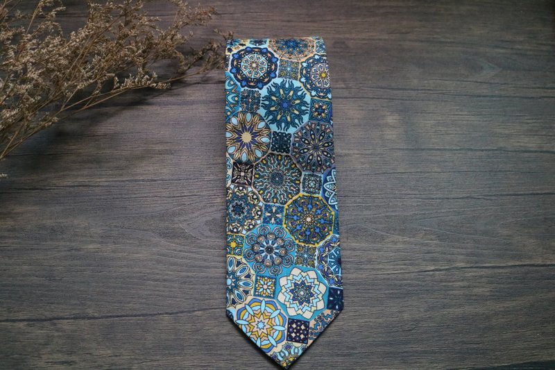 复古花色巴洛克花纹领带/休闲百搭独特设计necktie - 領帶/領帶夾 - 棉．麻 多色